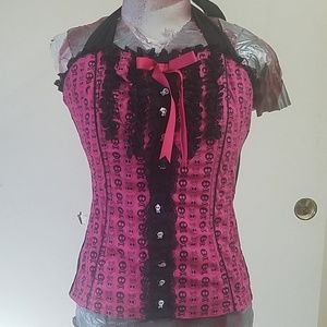 Jessica Louise pink skull goth punk corset